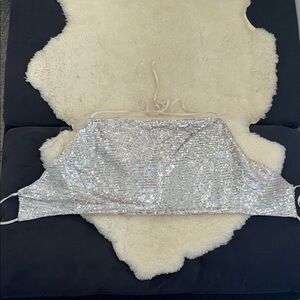 NWT Silver Sequin Top